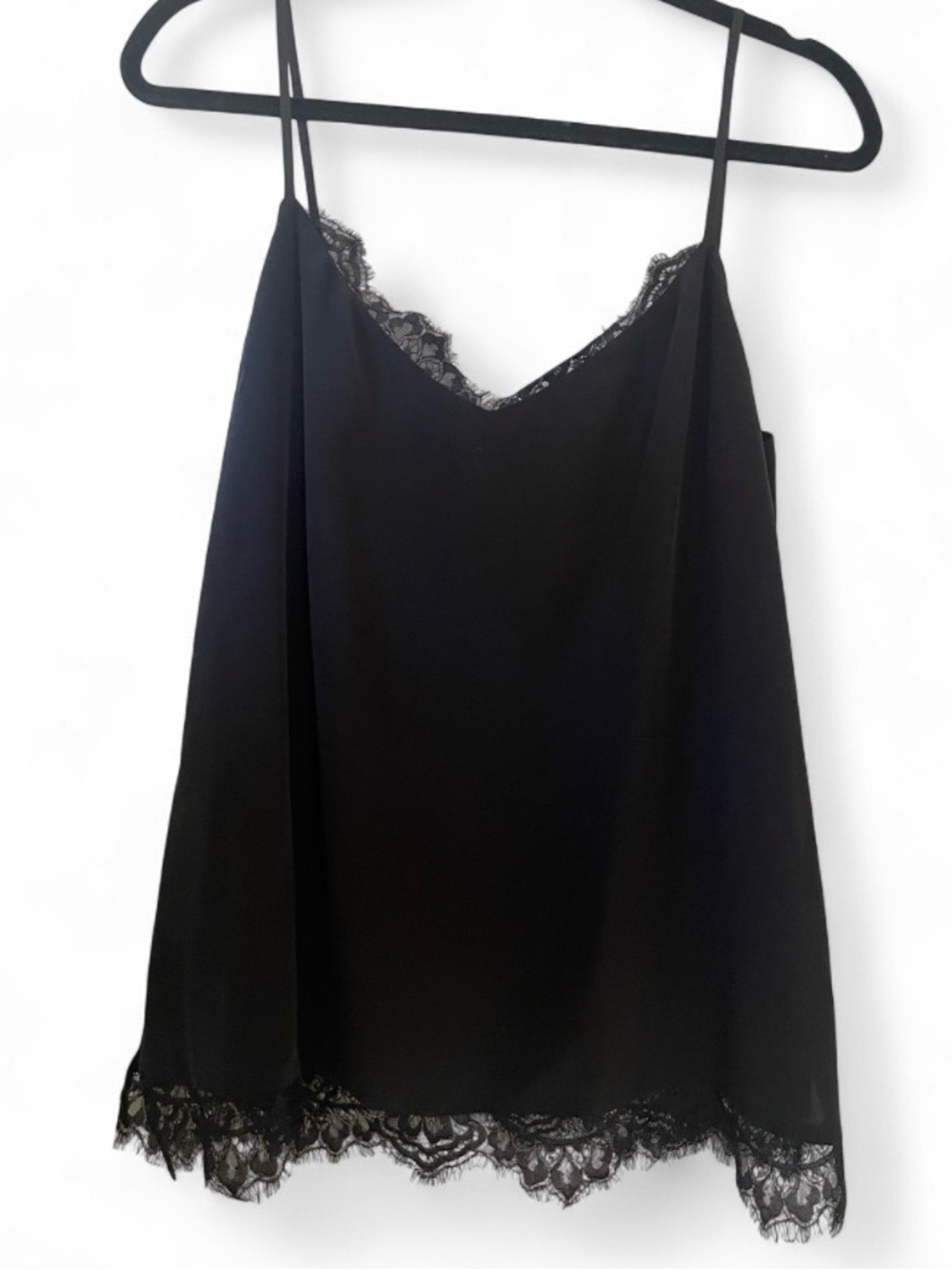 NWT L’Agence Black Silk Lace Trip Camisole Womens Size Large